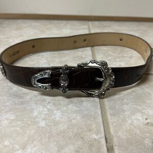 Brighton Brown Croc Leather Belt